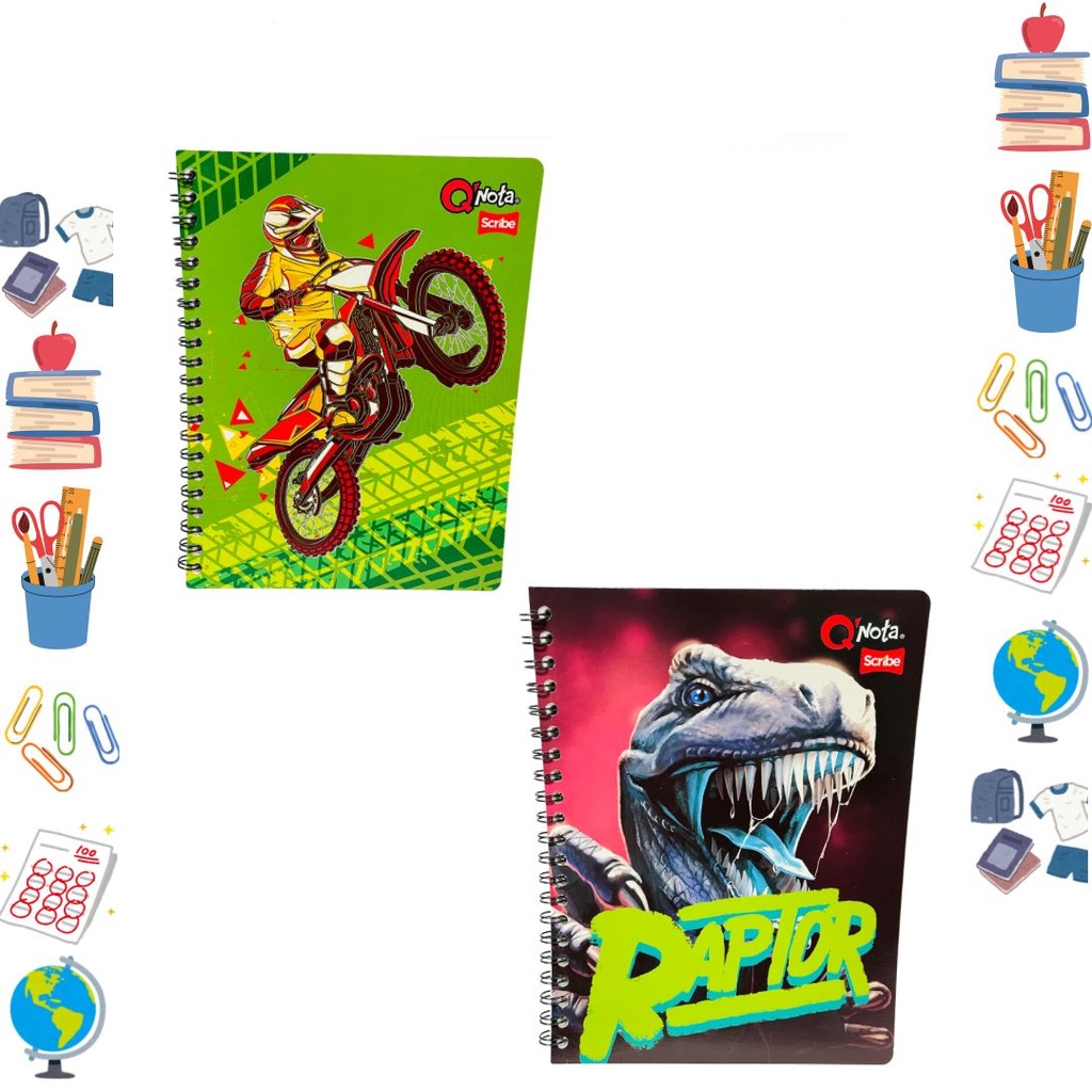 Cuaderno Qnota argollado grande economico raya masculino 