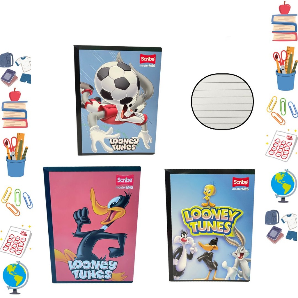 [C30216841] Cuaderno cosido scribe licencia 100H rayas looney tunes