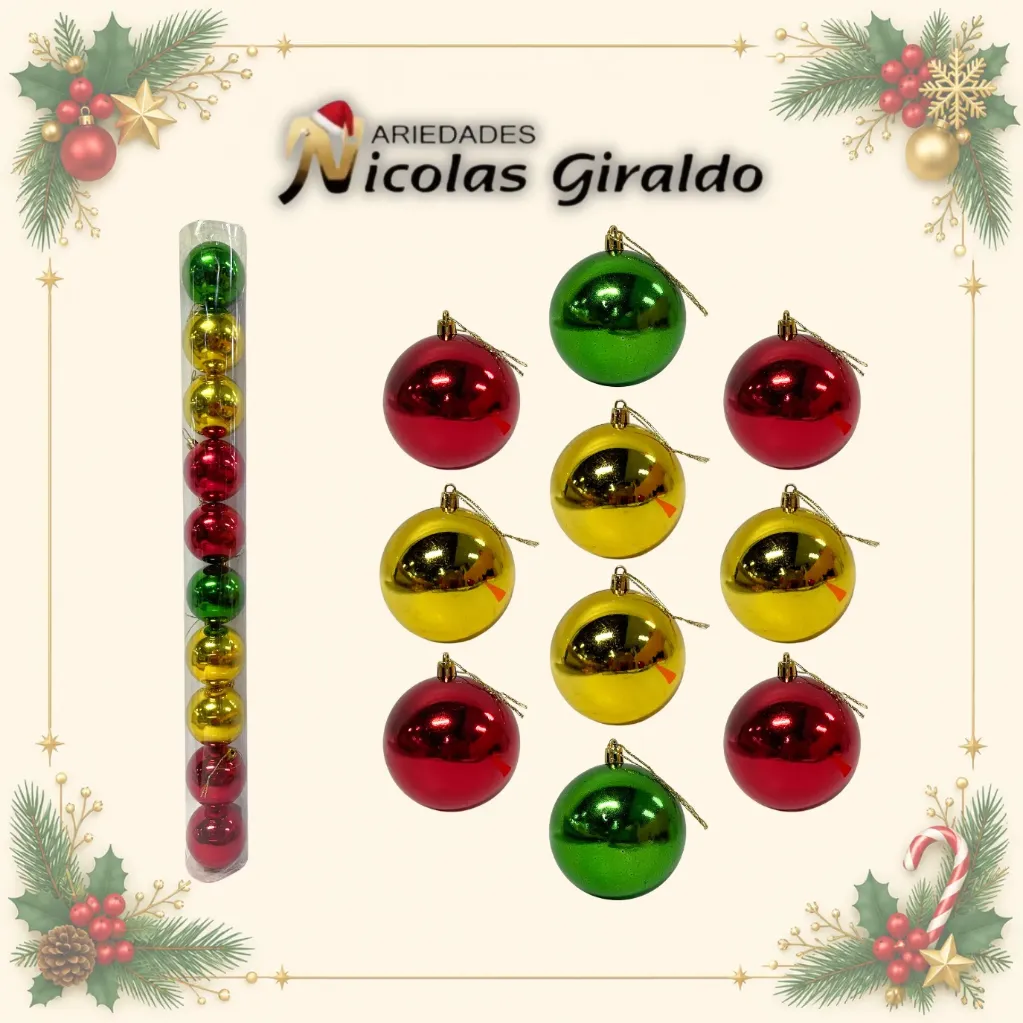 BOLA NAVIDEÑA 6CM X10 SURTIDA