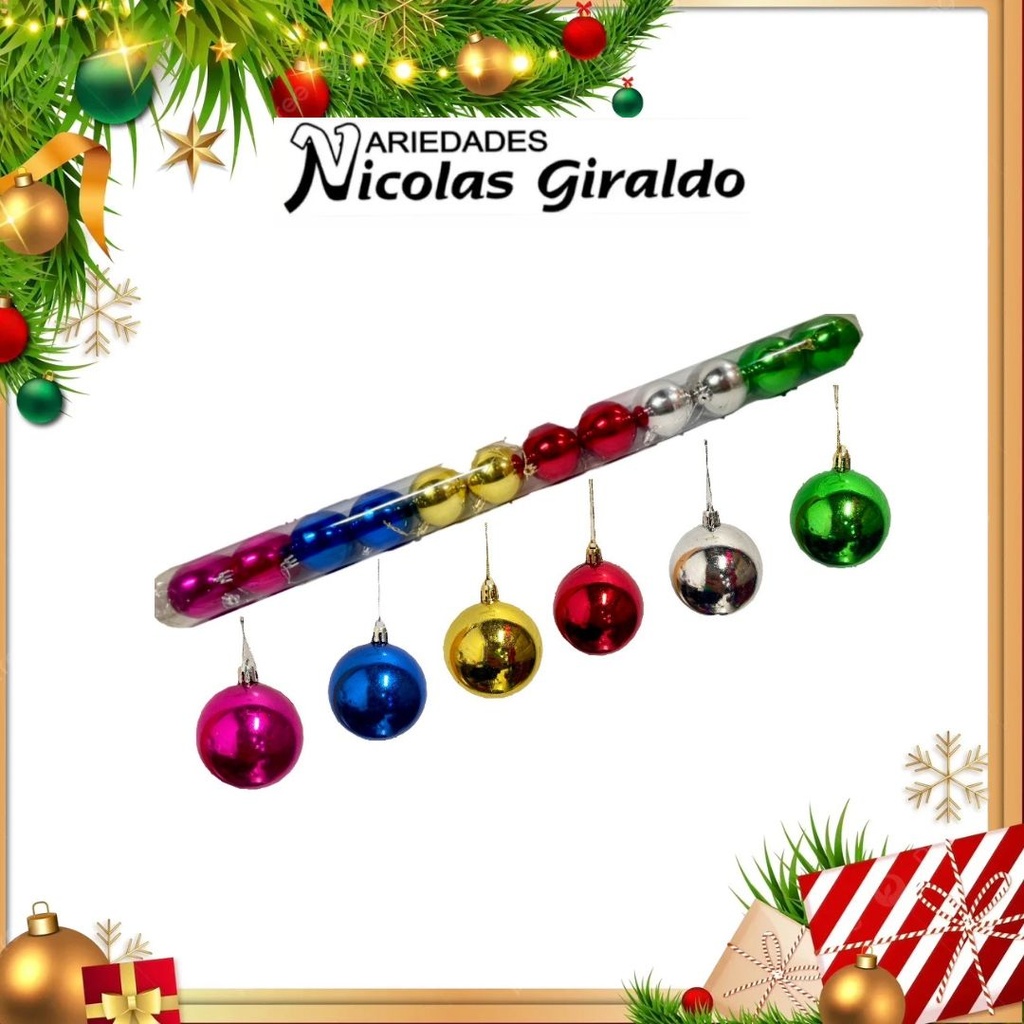 @BOLA NAVIDEÑA 6CM X12 MULTICOLOR