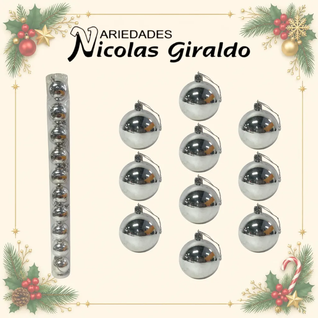 [2026SW-159] BOLA NAVIDEÑA 6CM X10 PLATEADA 