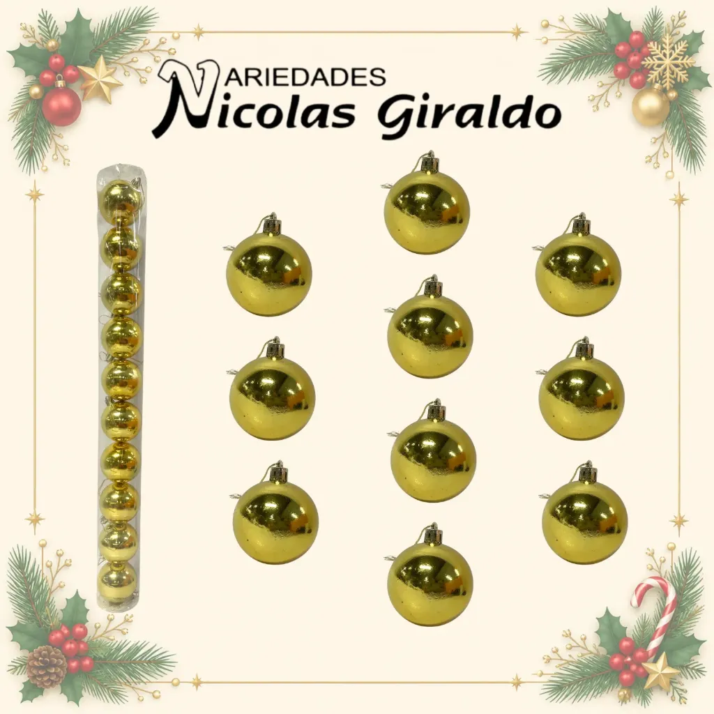 BOLA NAVIDEÑA 6CM X10 DORADA 