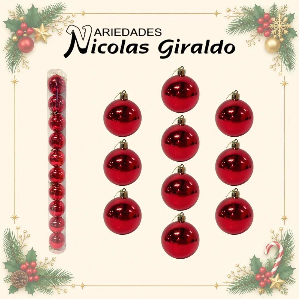 BOLA NAVIDEÑA 6CM X10 ROJA 