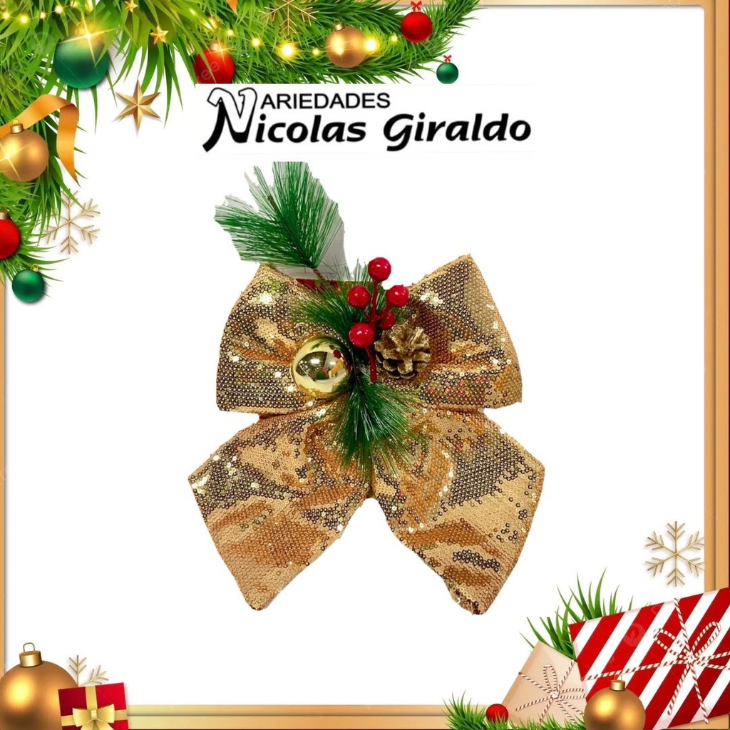 @MOÑO NAVIDEÑO LENTEJUELAS DORADO