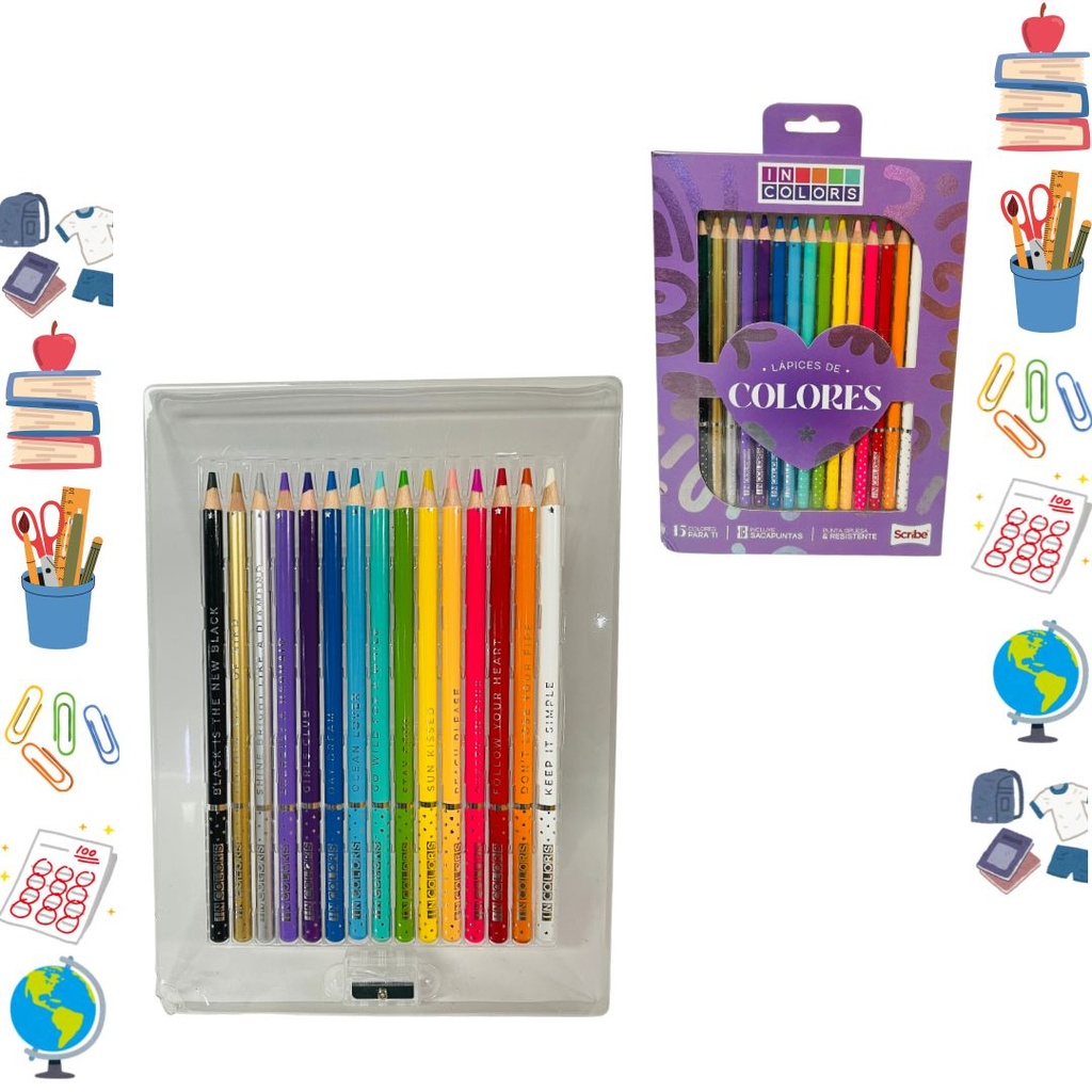 Color scribe incolors unipunta x15 piezas 