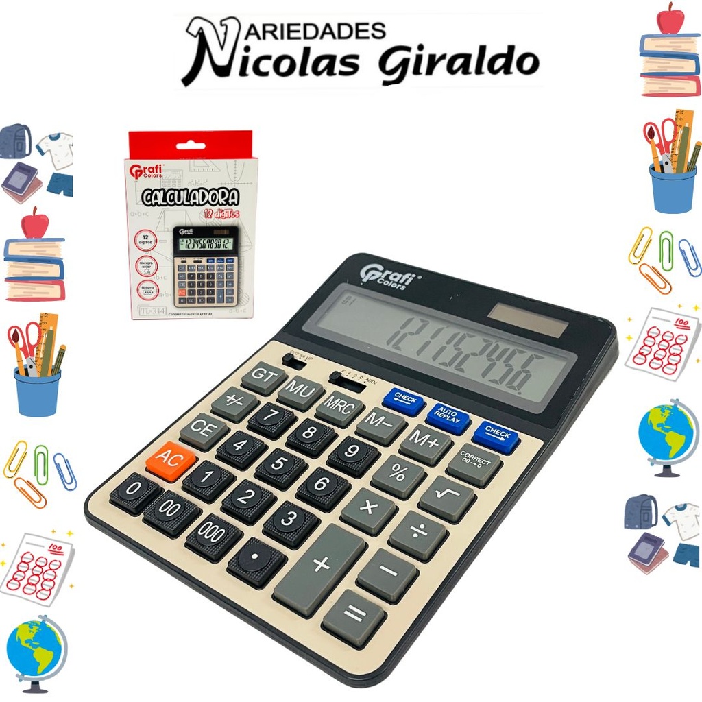 Calculadora grafi 12 digitos grande