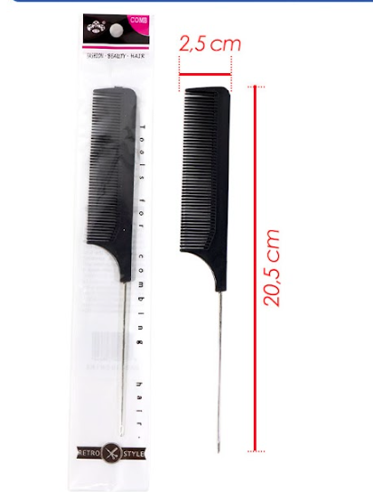 Peine cole raton metal negro PQT X12  