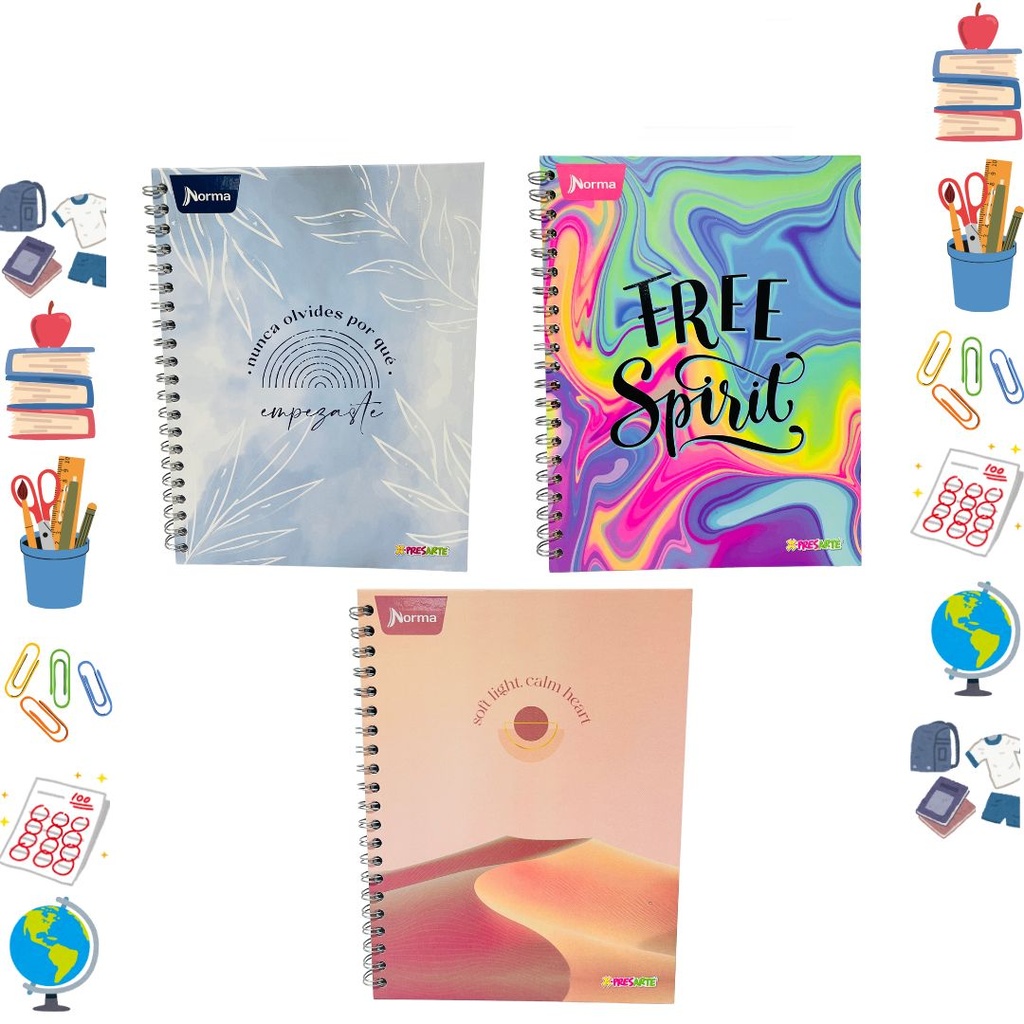 Cuaderno xpresarte argollado grande dura book femenino raya 