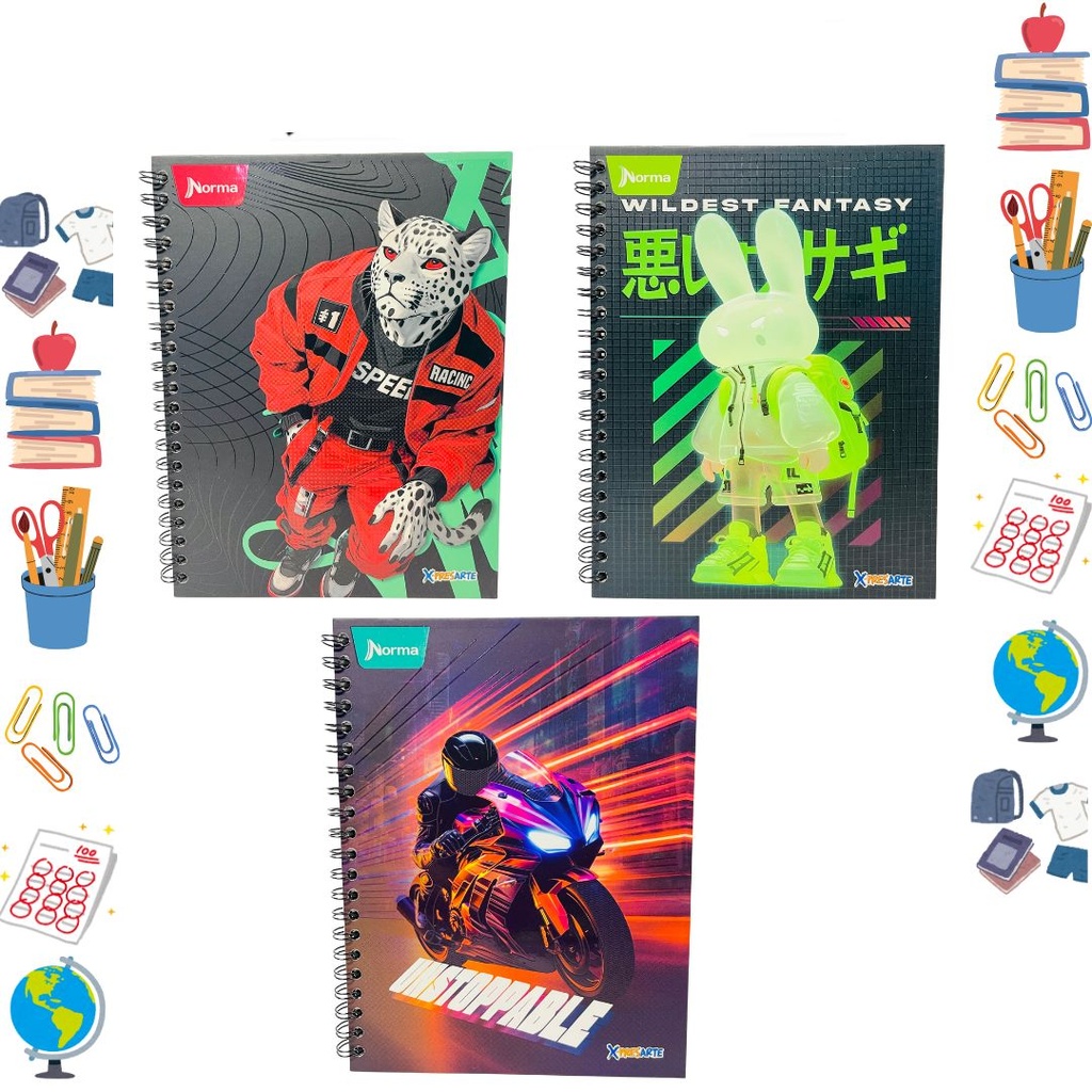 [576143] Cuaderno xpresarte argollado grande dura book masculino raya 