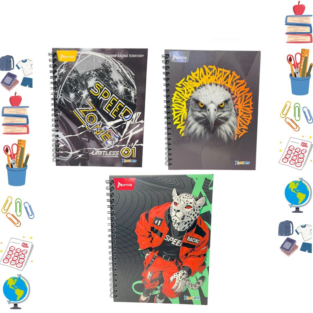 Cuaderno xpresarte argollado grande dura book masculino cuadro