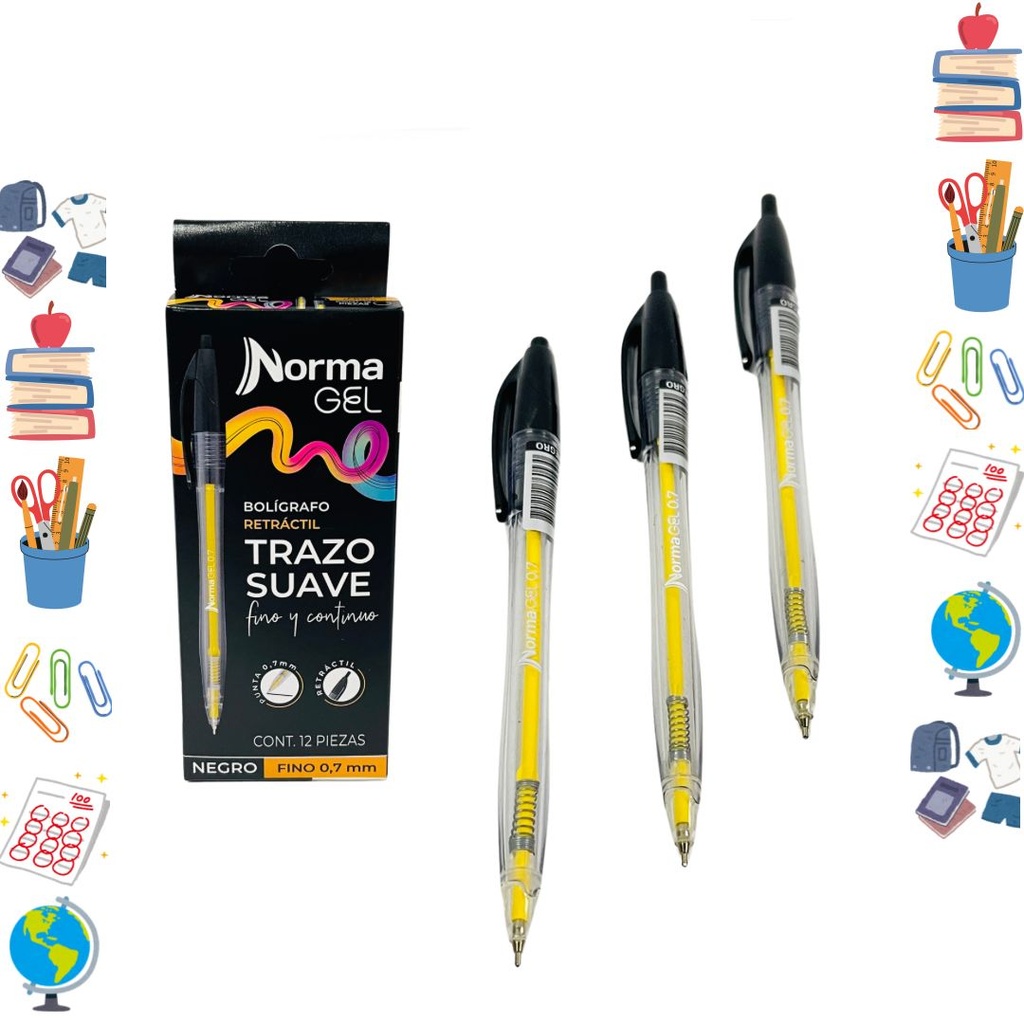 Lapicero norma .7 retractil negro x12 