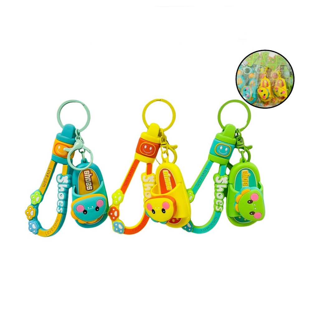 Llavero grande fino caritas chancla pqt X12   