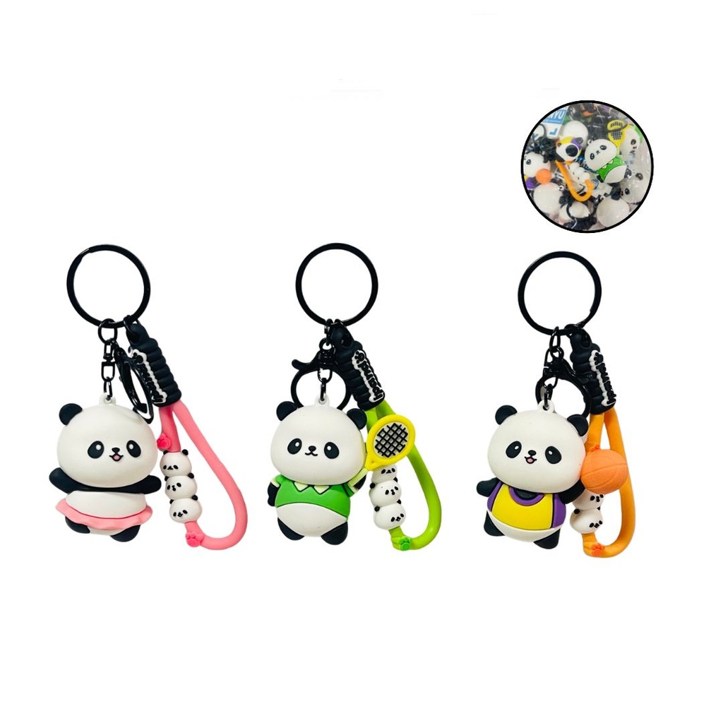 Llavero grande fino oso panda deportes pqt X12 