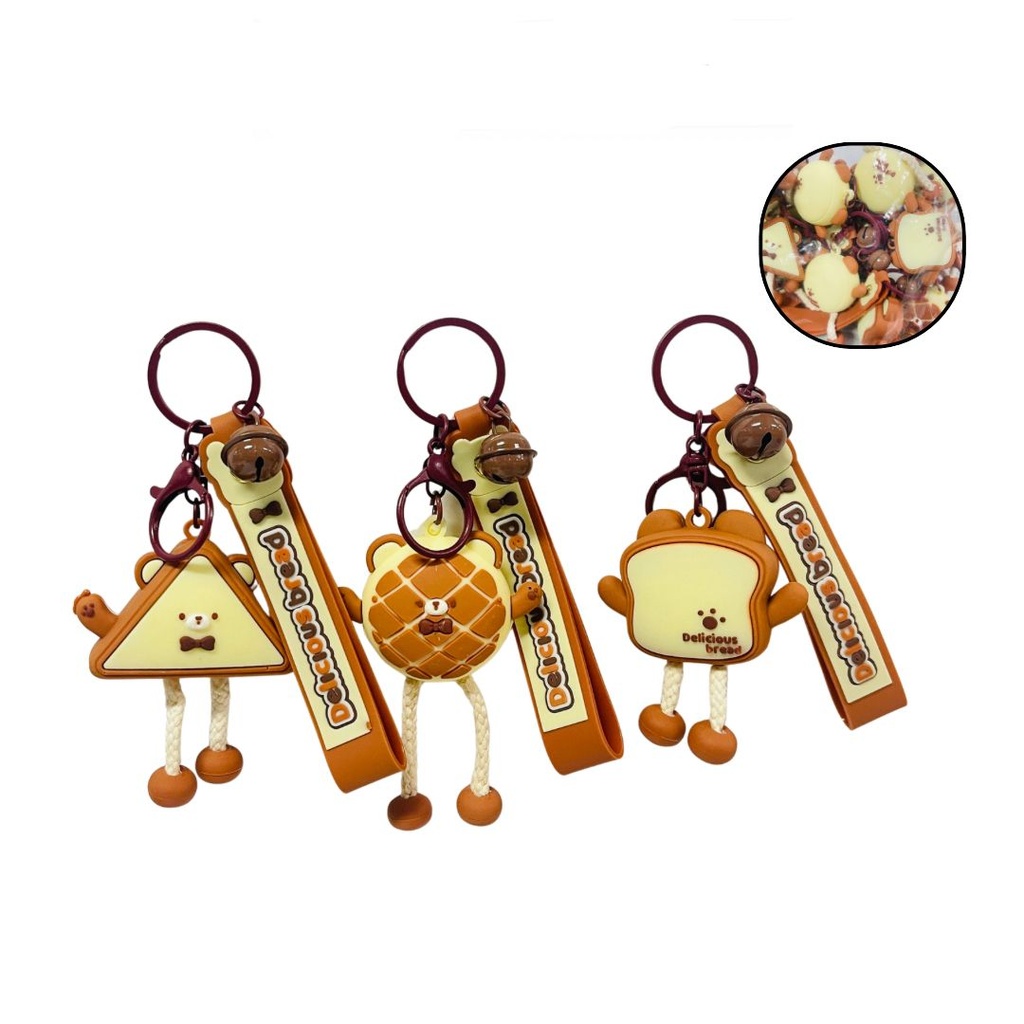 Llavero grande fino figuras comida patas pqt X12  