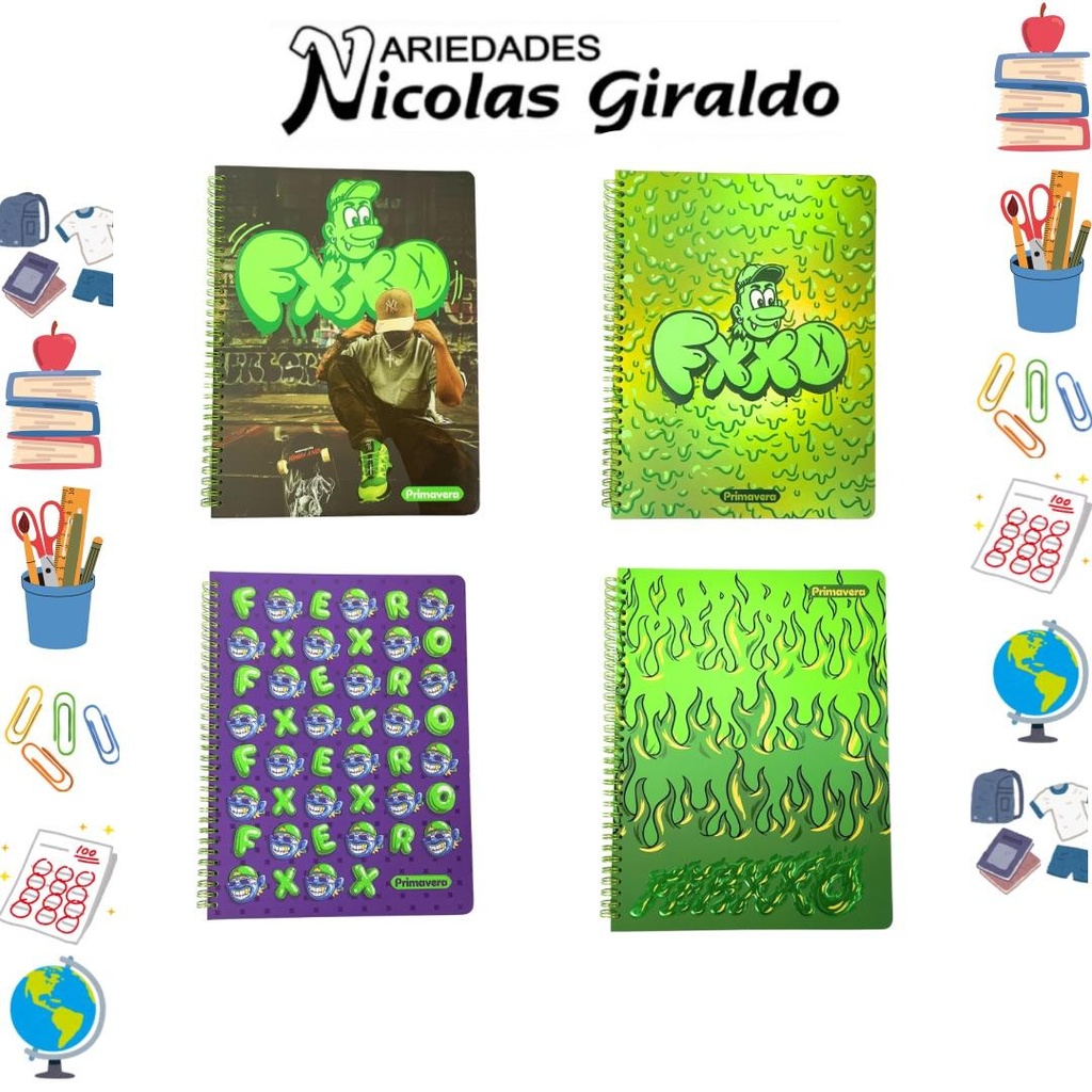 Cuaderno primavera argollado academico cuadro ferxxo