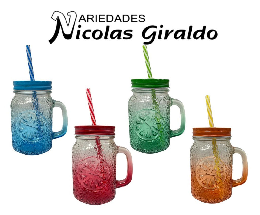 Vaso pitillo vidrio cuadrado color