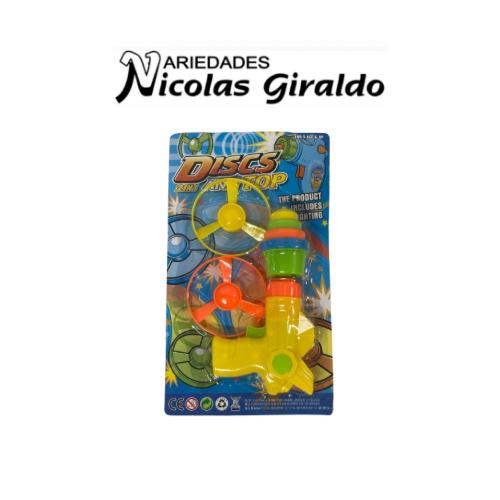 Trompo lanzador con discos en carton 