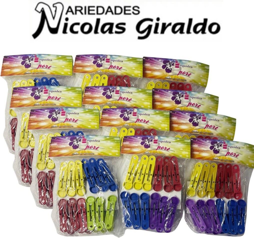 [P0032] Gancho pinza orquidea ropa x12 PQT X12