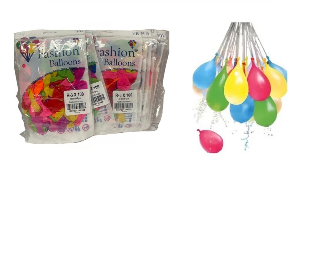 Bomba de agua x100 fashion balloons PQT X20