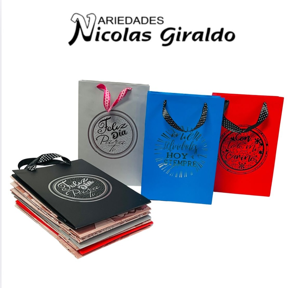 Bolsa regalo cariñito colores mediana  PQT X12