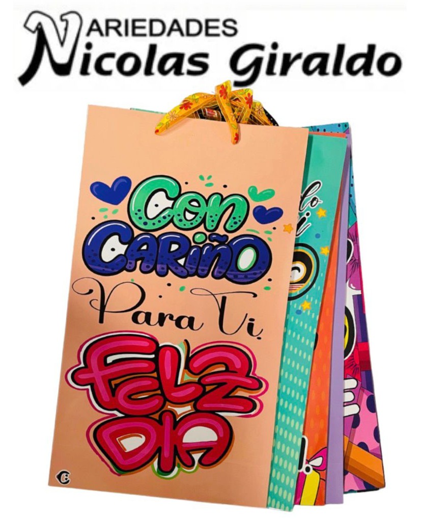 Bolsa regalo cariñito maxi vertical color PQT X6