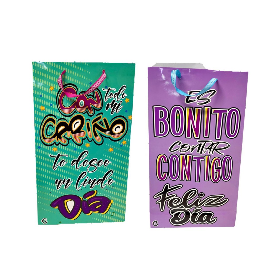 Bolsa regalo cariñito maxi vertical color PQT X6