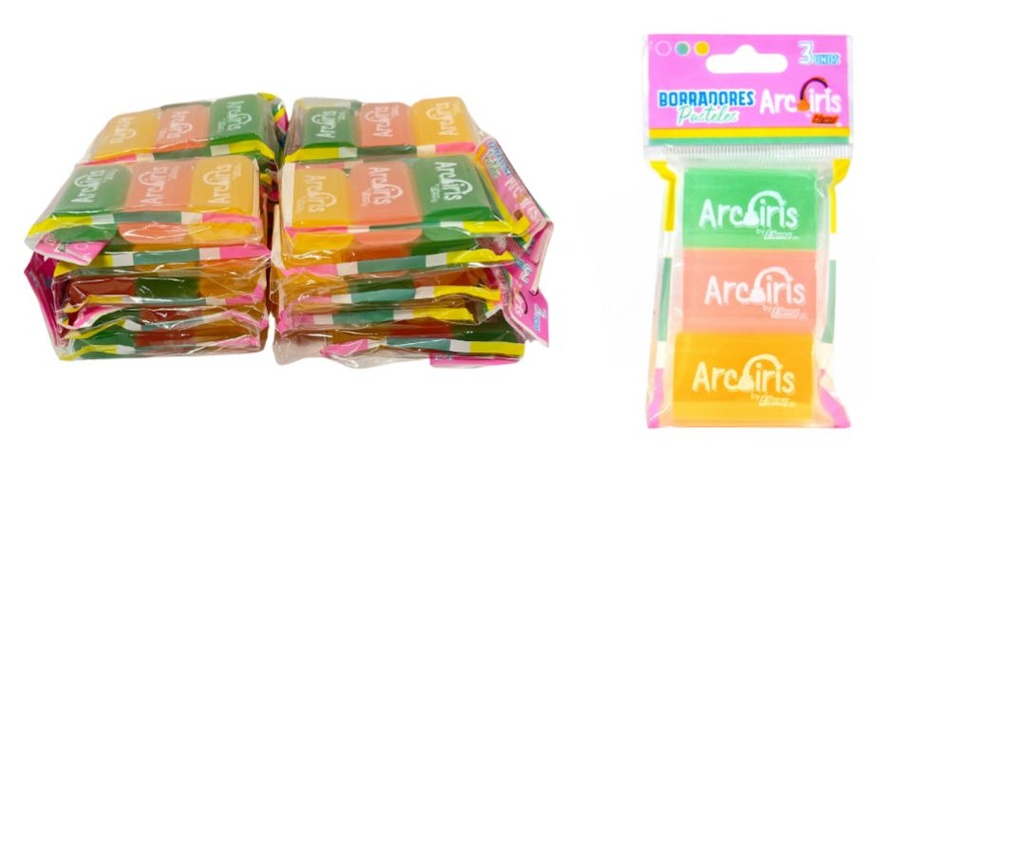 Borrador eterna arcoiris colores x3 PQT X20