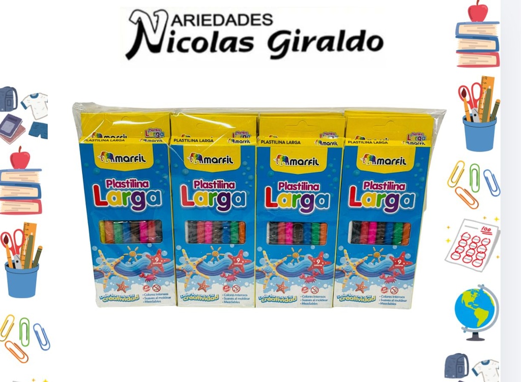 Plastilina marfil larga x 9 PQT X12