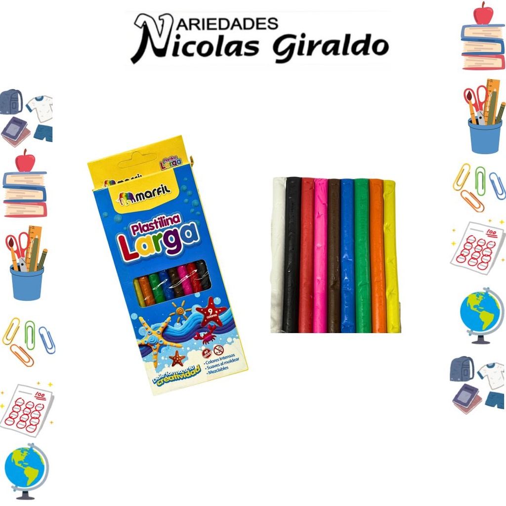 Plastilina marfil larga x 9 PQT X12