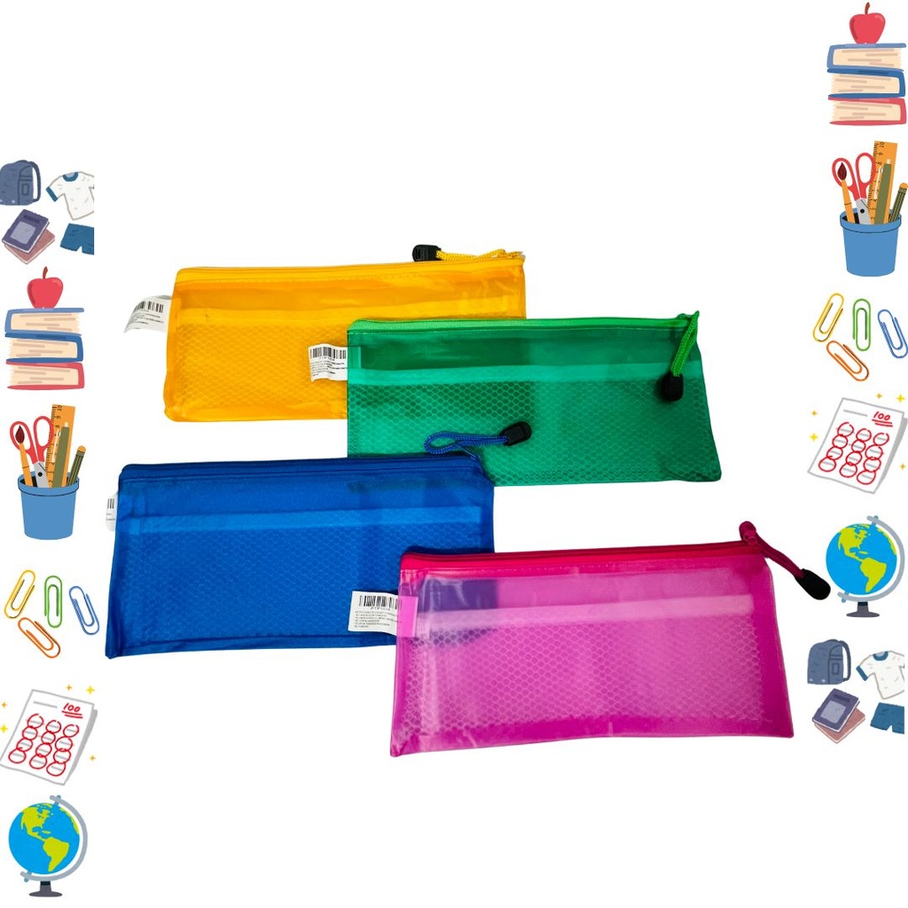 Cartuchera color fondo entero 1 cierre  PQT X12