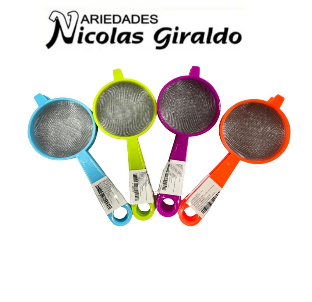 Colador mini fino #8 metal y plastico  