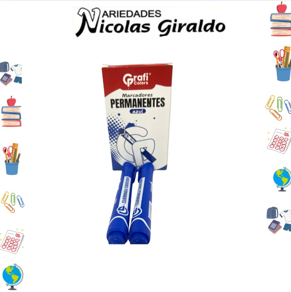 Marcador permanente azul graficolors caja x12  