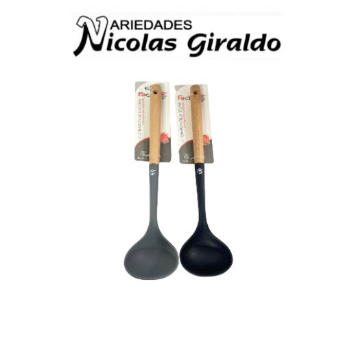 cucharon hondo silicona mango madera
