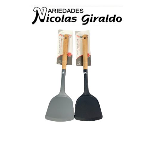 [ML-2508] cucharon espatula silicona mango madera