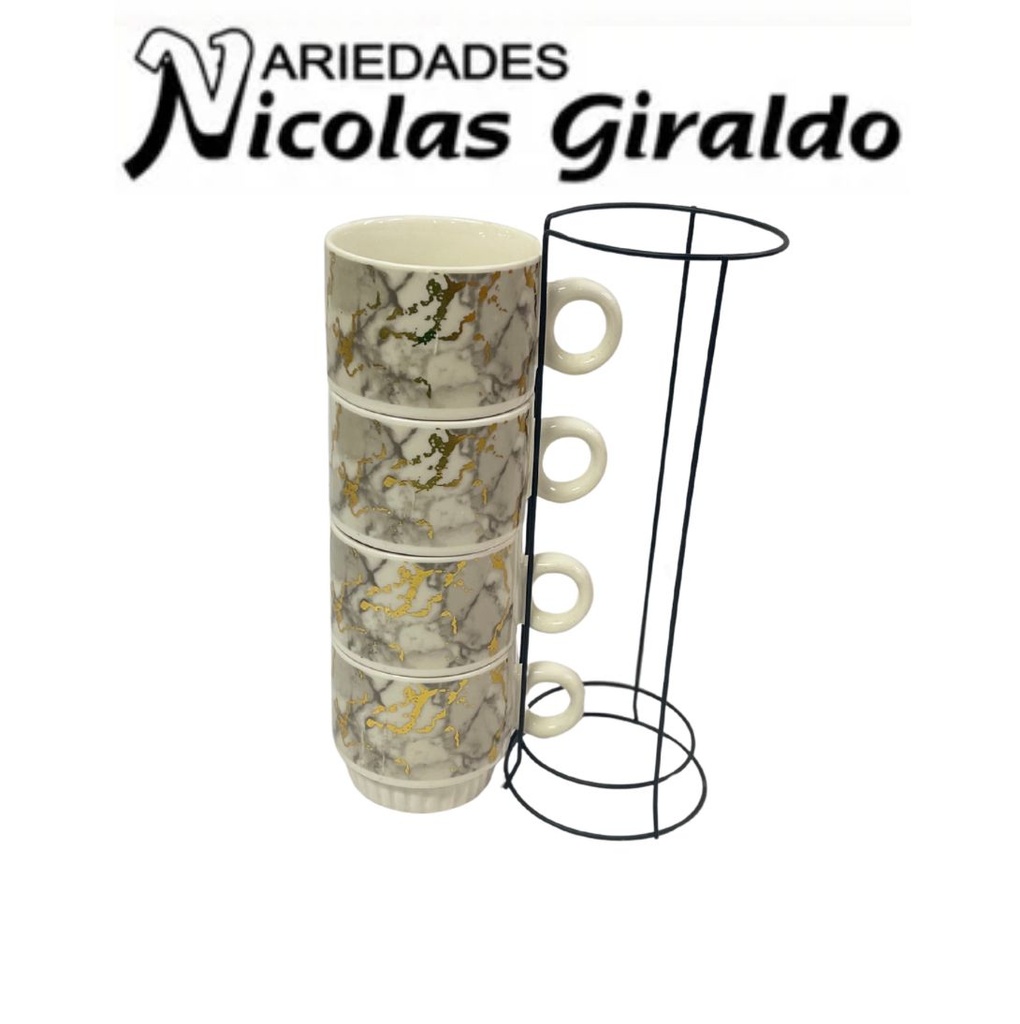 [SE9565] Pocillo tintero x4 con base estampado surtido mediano 