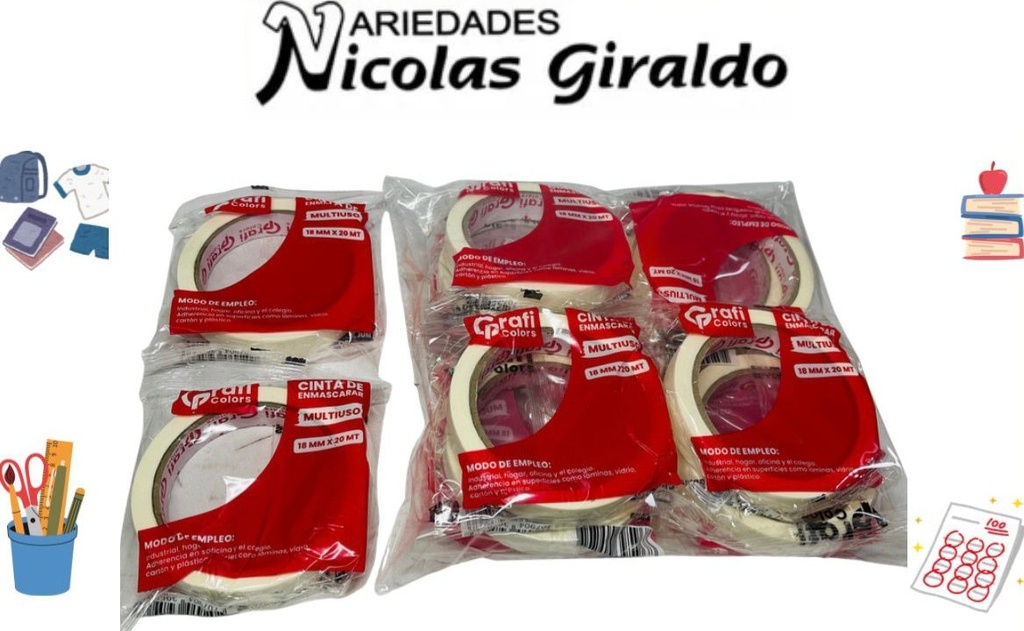 Cinta enmascarar 3/4 " mediana graficolors PQT X12