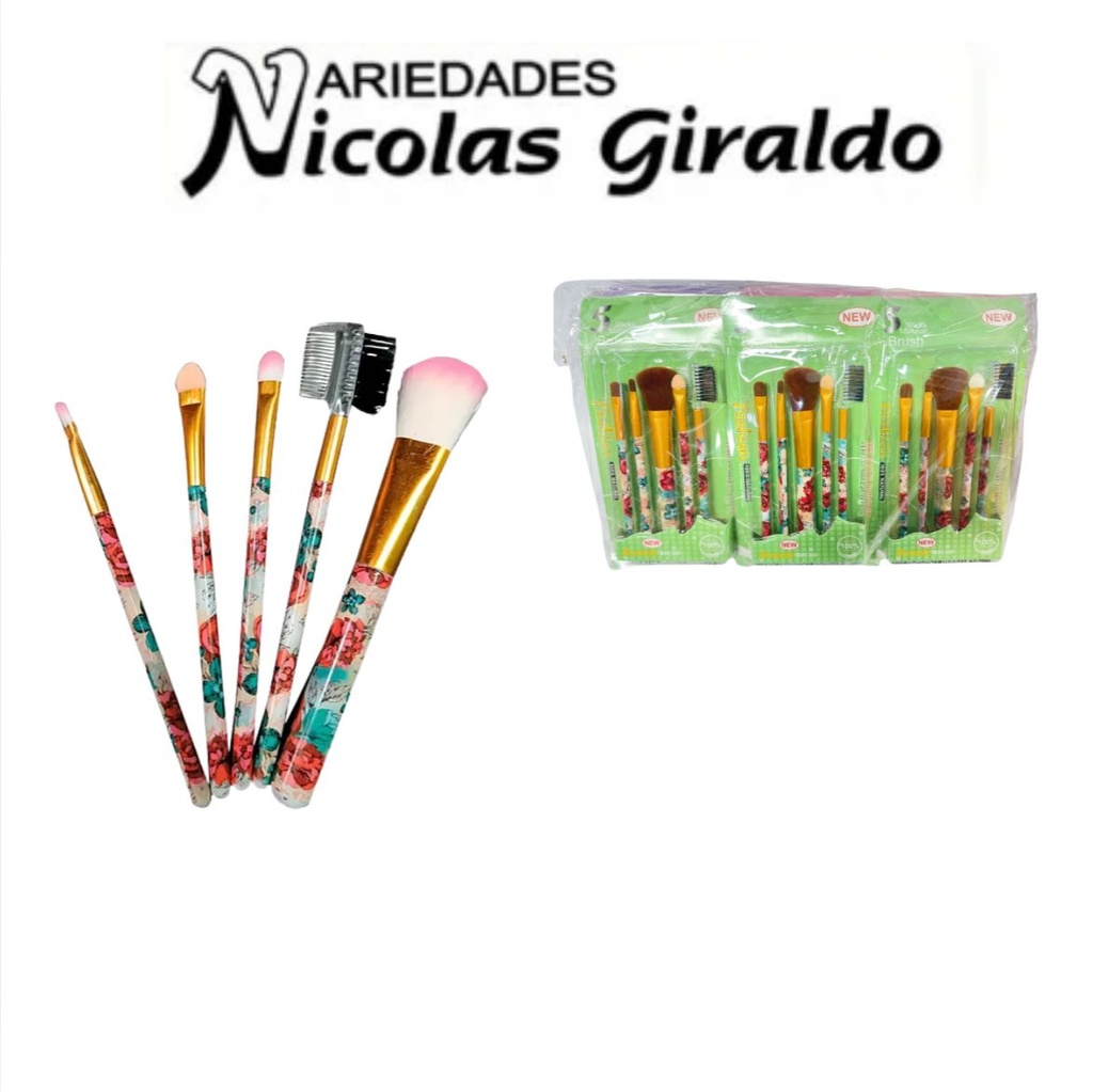 Brocha maquillaje x5 caja acetato 