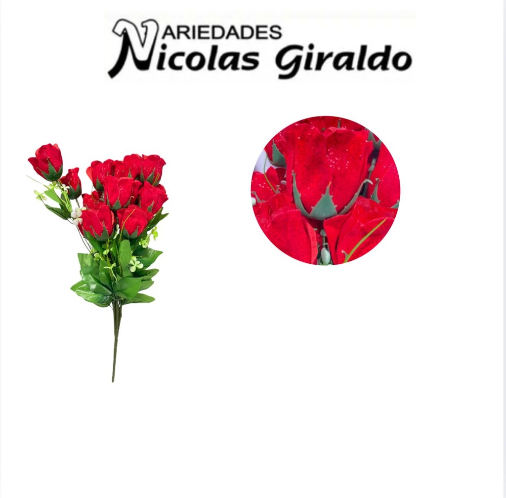 [PTF1018] Flor ramo roja x18 grande roja