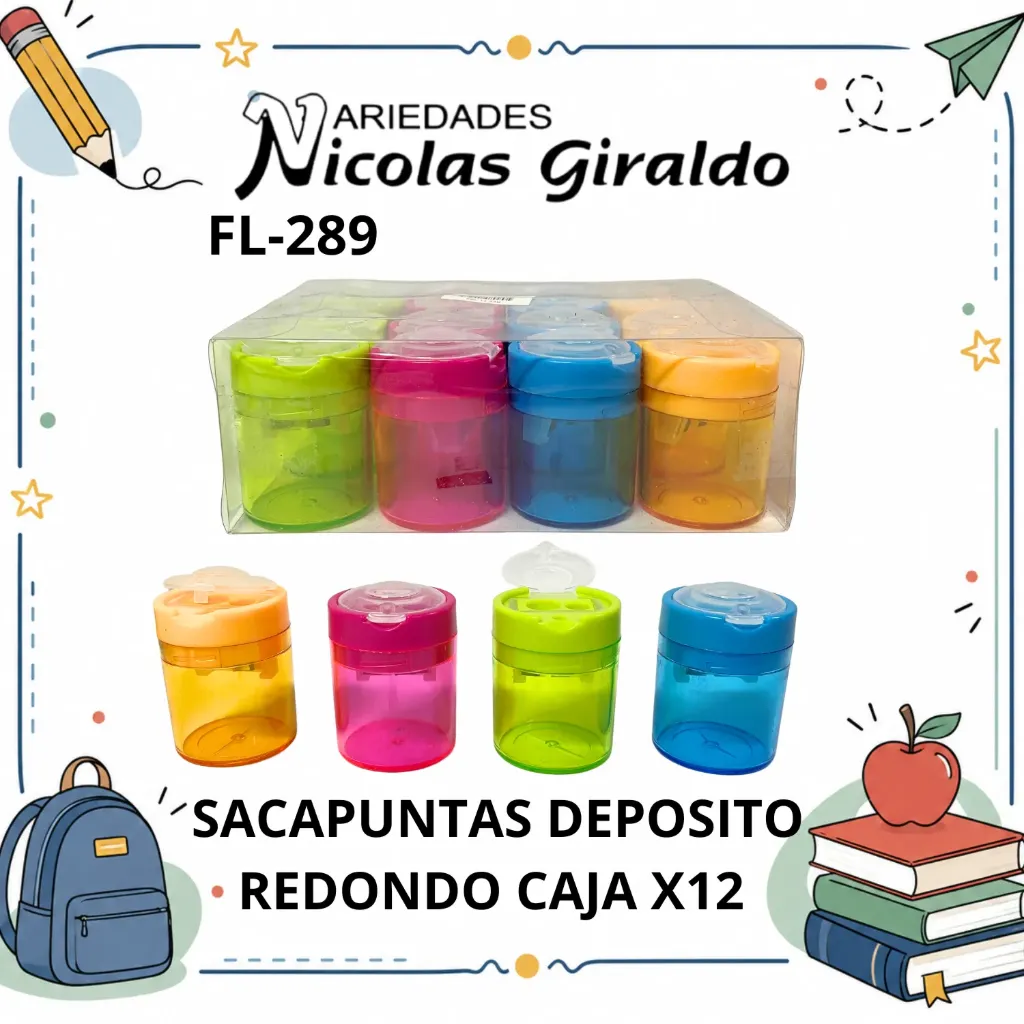 [FL-289] Sacapuntas deposito redondo caja x12 