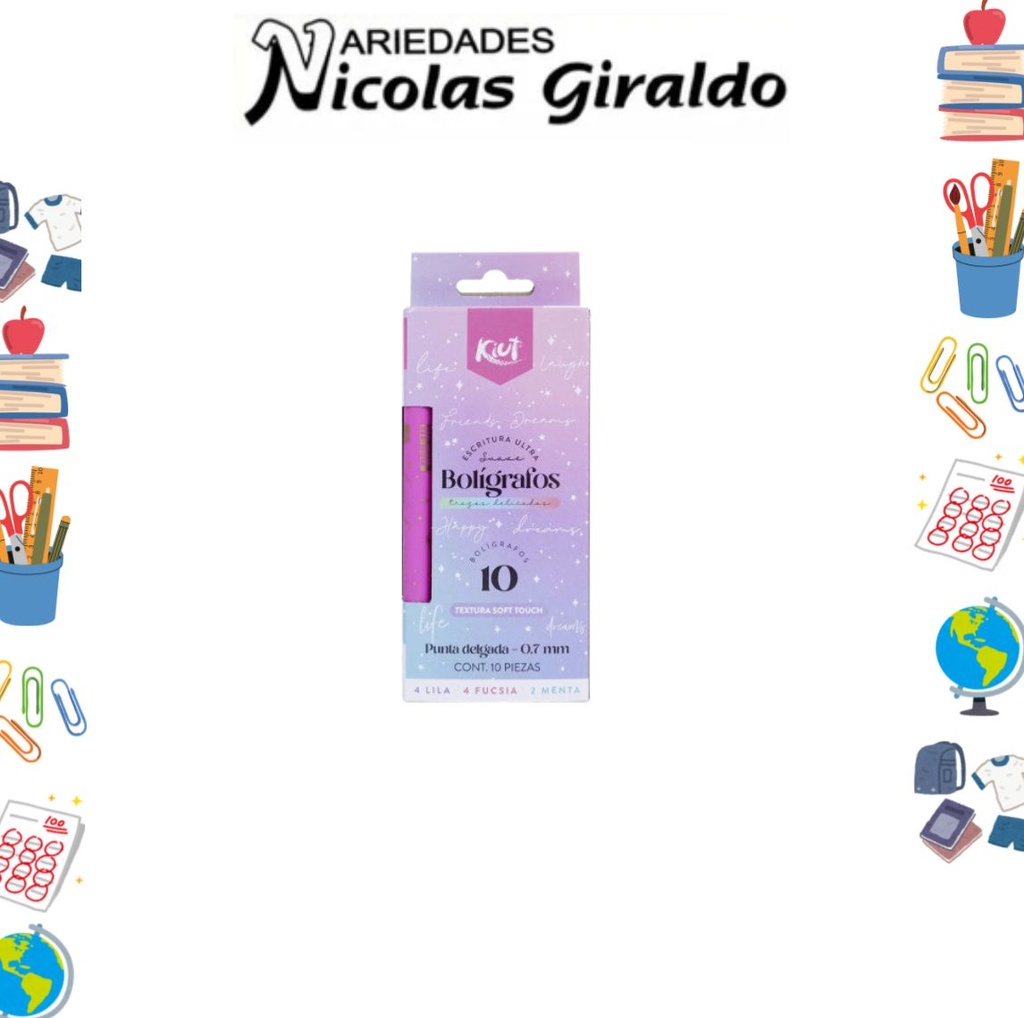 [576095] Lapicero norma kiut colores surtido x10 