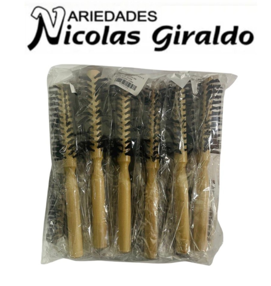 Cepillo peinar madera redondo delgado PQT X12