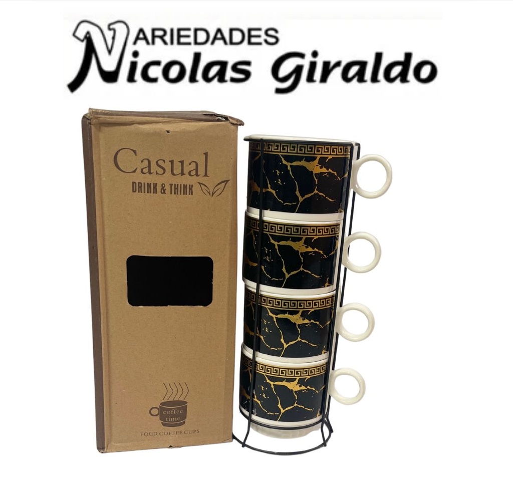 Pocillo tintero x4 con base estampado surtido mediano 