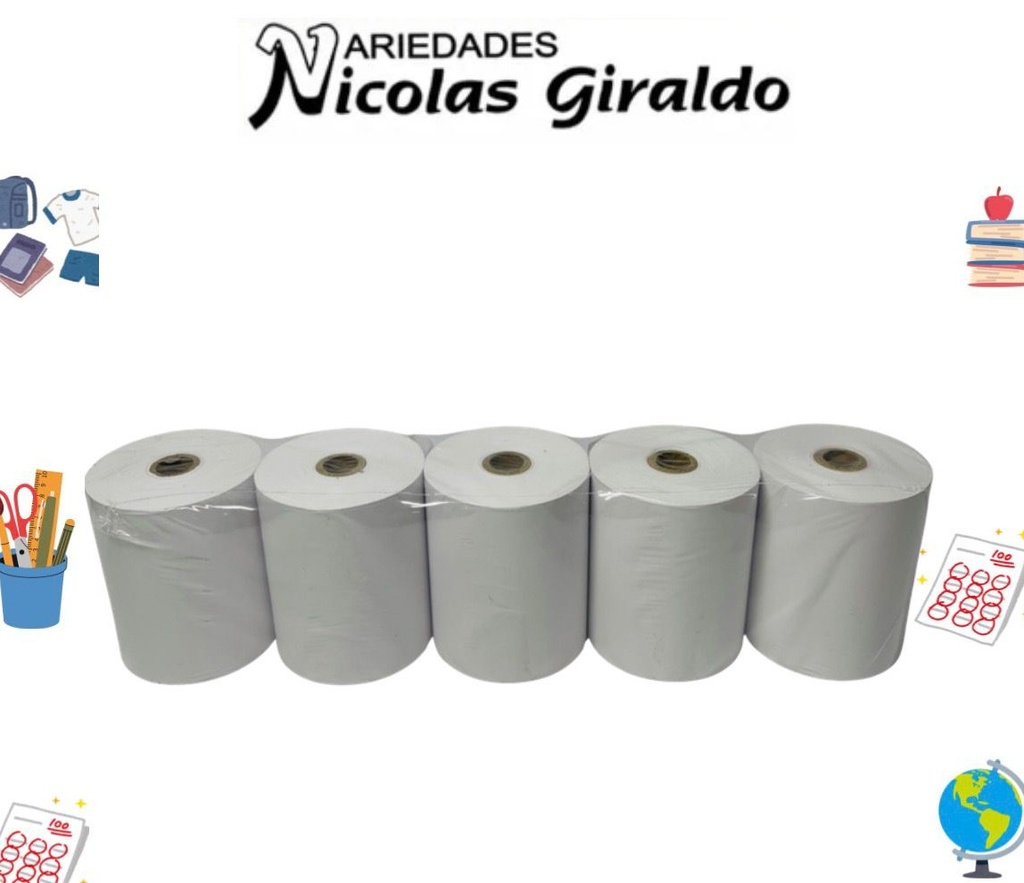 Rollo papel termico 80mm x60mts pqt x5