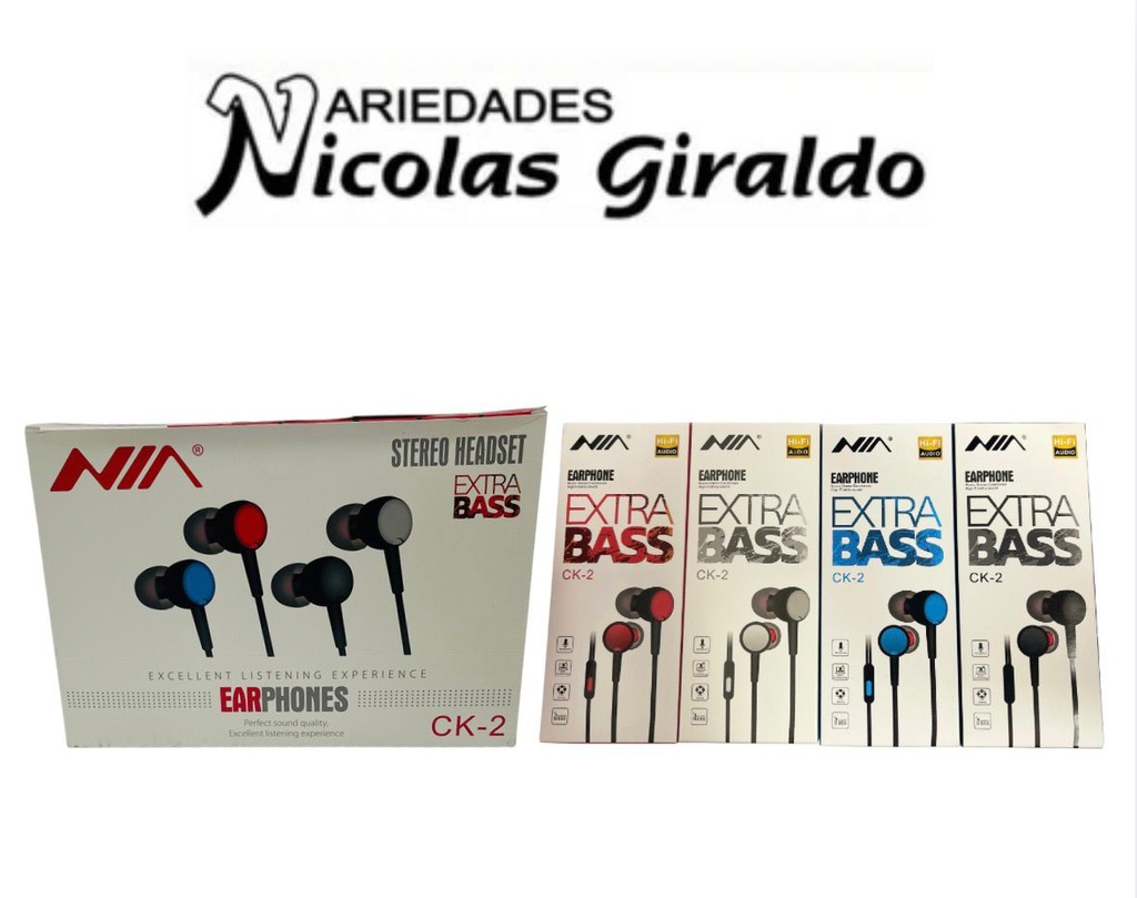 @Audifono caja extra bass NIA CK-2 CAJA X20 