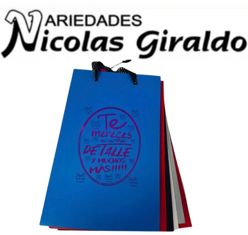 [142107] Bolsa regalo cariñito colores grande  pqt x6