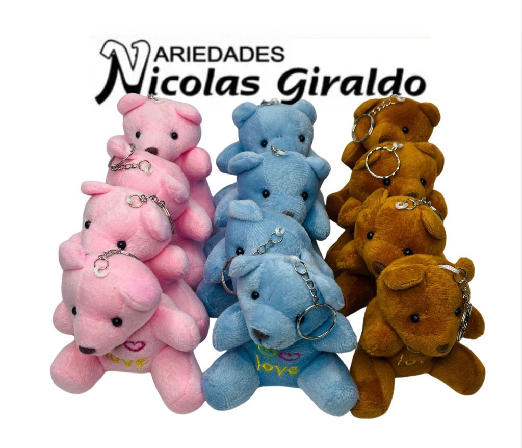 Llavero peluche oso love 9.5CM pqt x12 