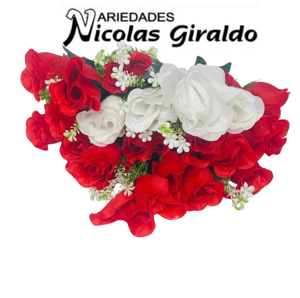 [2D-7393-1] Flor ramo x12 roja con blanco
