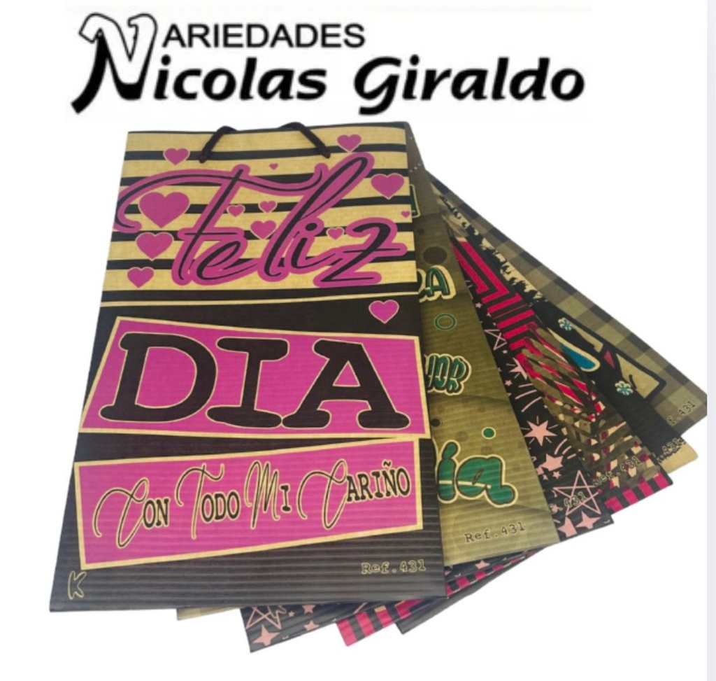 Bolsa regalo cariñito grande vertical corrugada PQT X6  