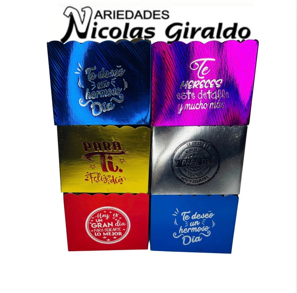 Caja ancheta cariñito pequeña metalizada x6 
