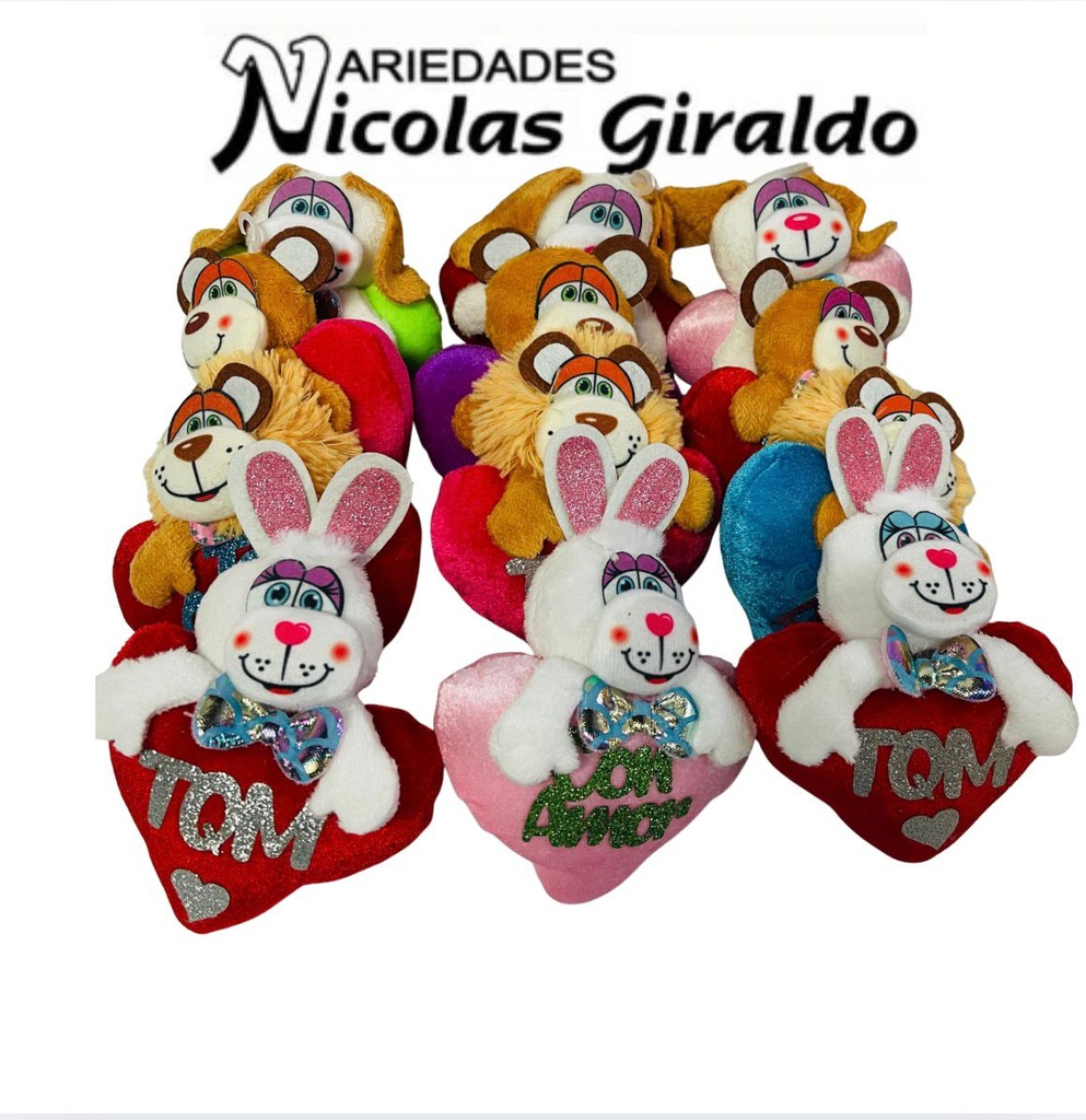 Cojin corazon pequeño mensaje con muñeco